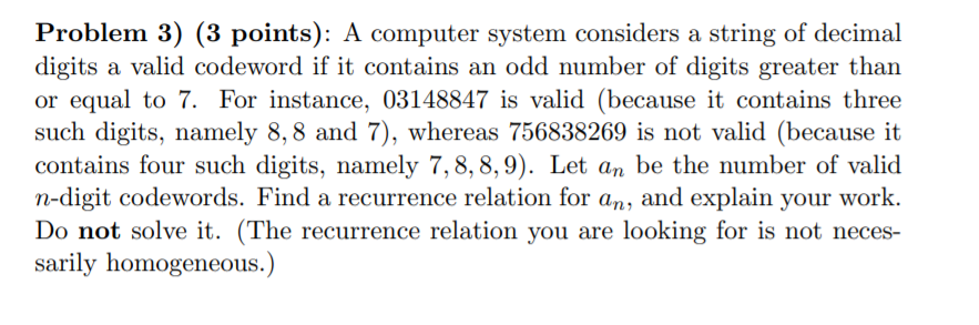 Solved Problem 3) (3 points): A computer system considers a | Chegg.com