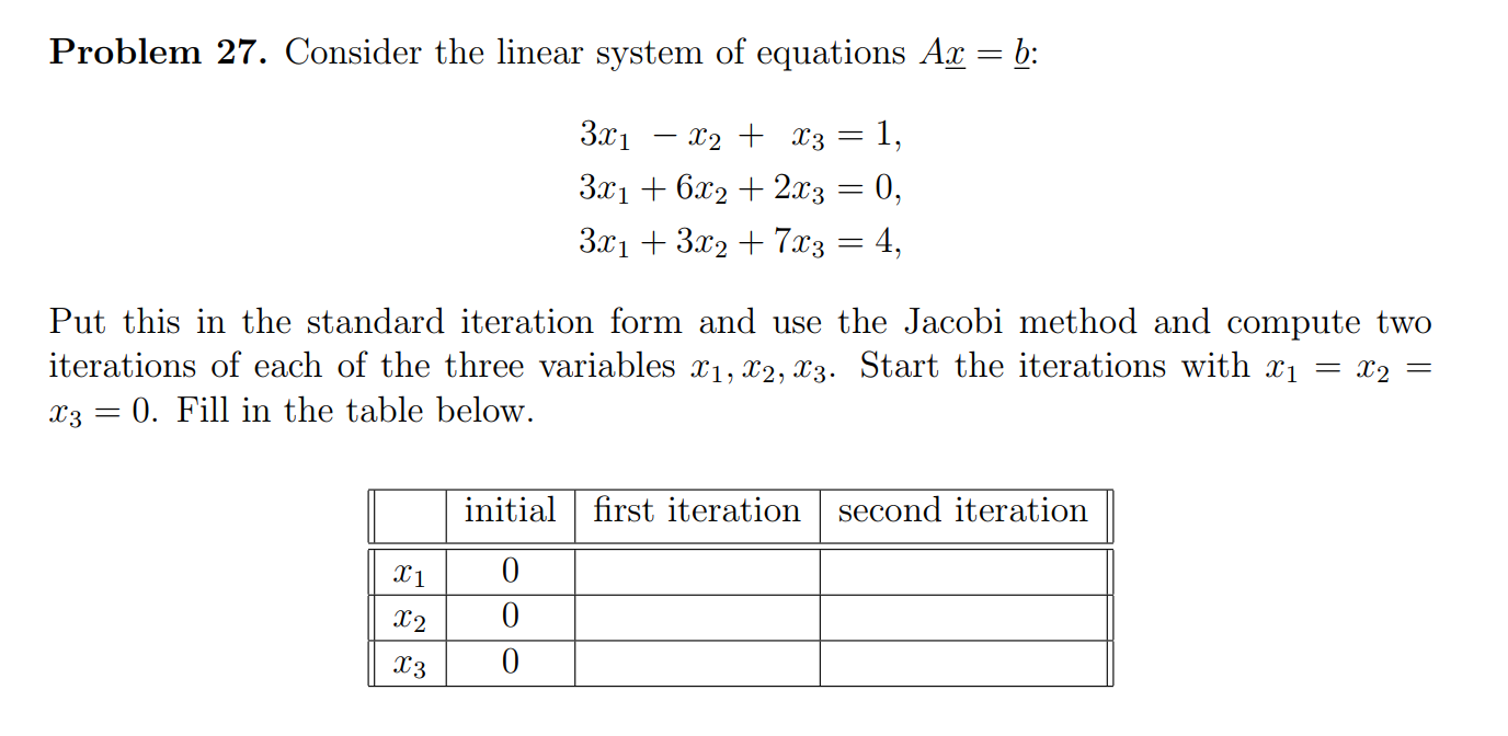 Solved Problem 27. Consider The Linear System Of Equations | Chegg.com