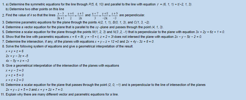 Solved 1. a) Determine the symmetric equations for the line | Chegg.com