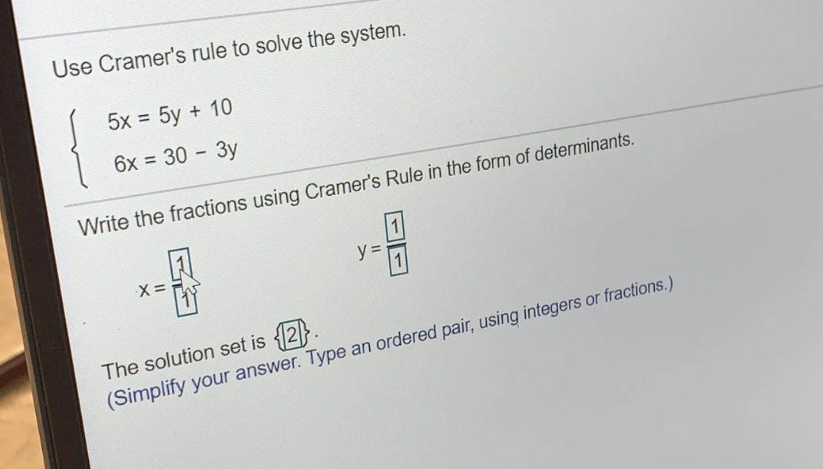 4x 3y 18 3x 2y 5 by cramer's rule