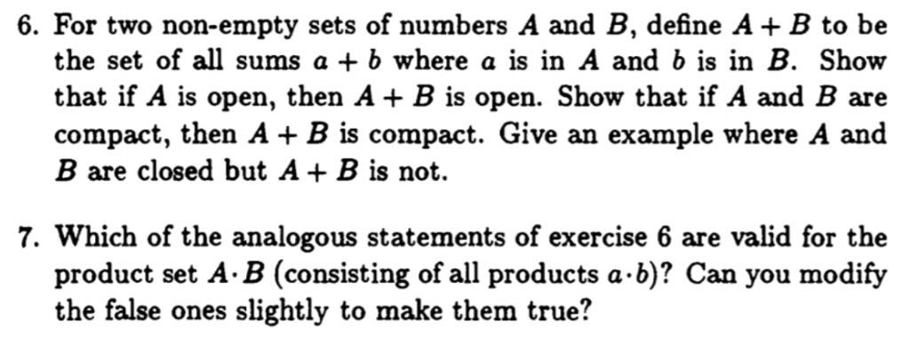 Solved 6. For Two Non-empty Sets Of Numbers A And B, Define | Chegg.com