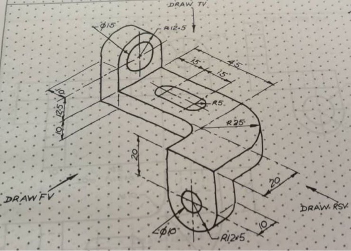 Solved Draw the following views in third angle projection: | Chegg.com