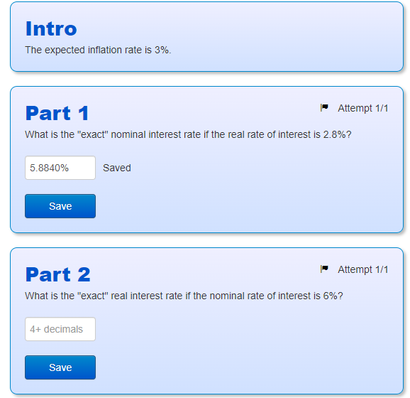 Solved Intro The Expected Inflation Rate Is 3%. Part 1 | Chegg.com