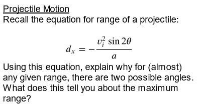 Maximum range in projectile motion