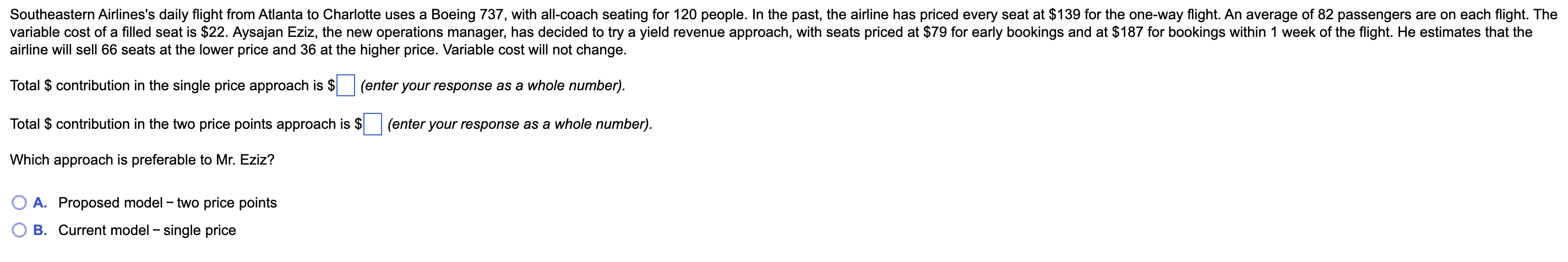 Solved Southeastern Airlines's daily flight from Atlanta to | Chegg.com