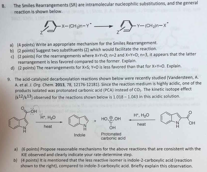 The Smiles Rearrangements (SR) are intramolecular | Chegg.com