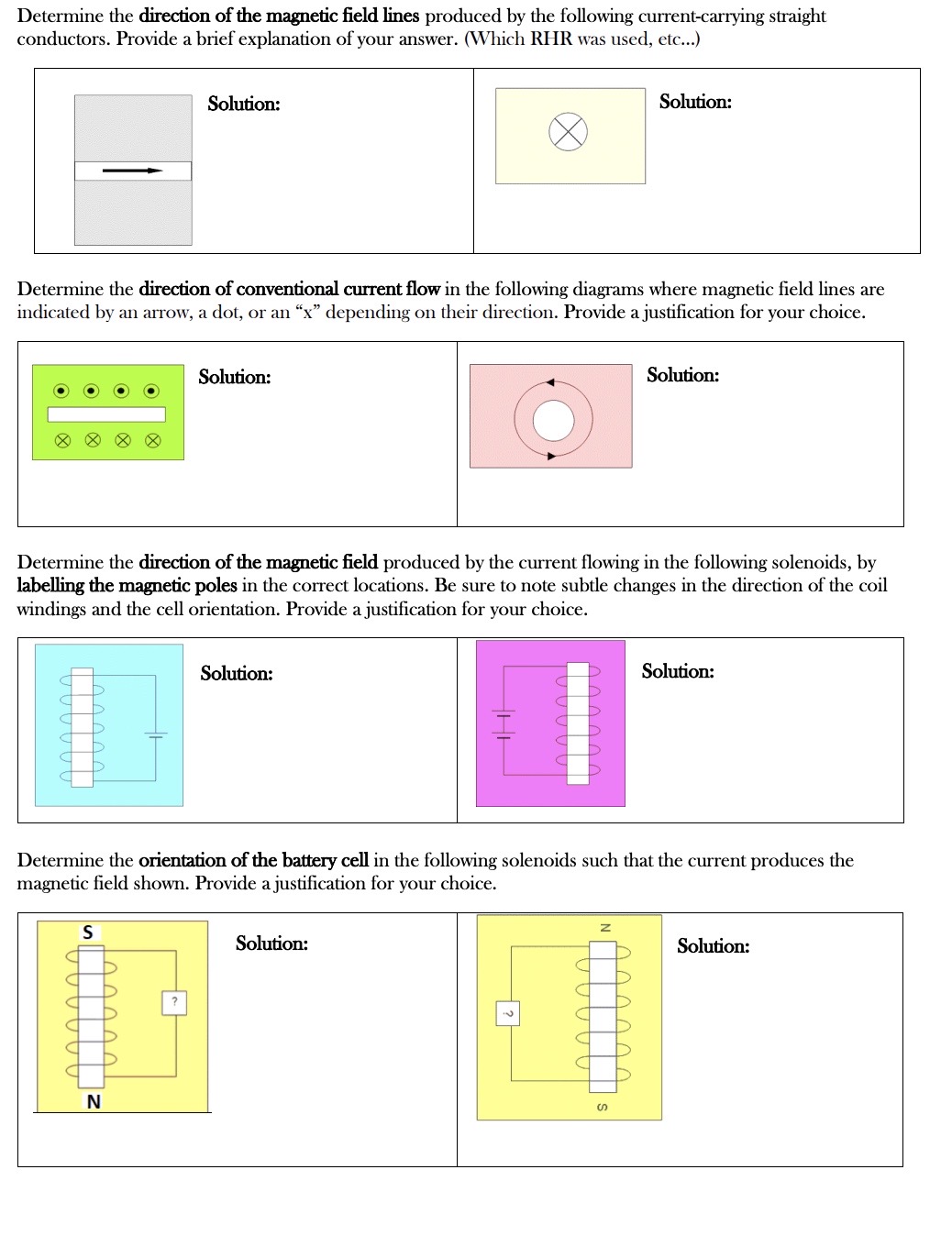 Solved Determine the direction of the magnetic field lines | Chegg.com