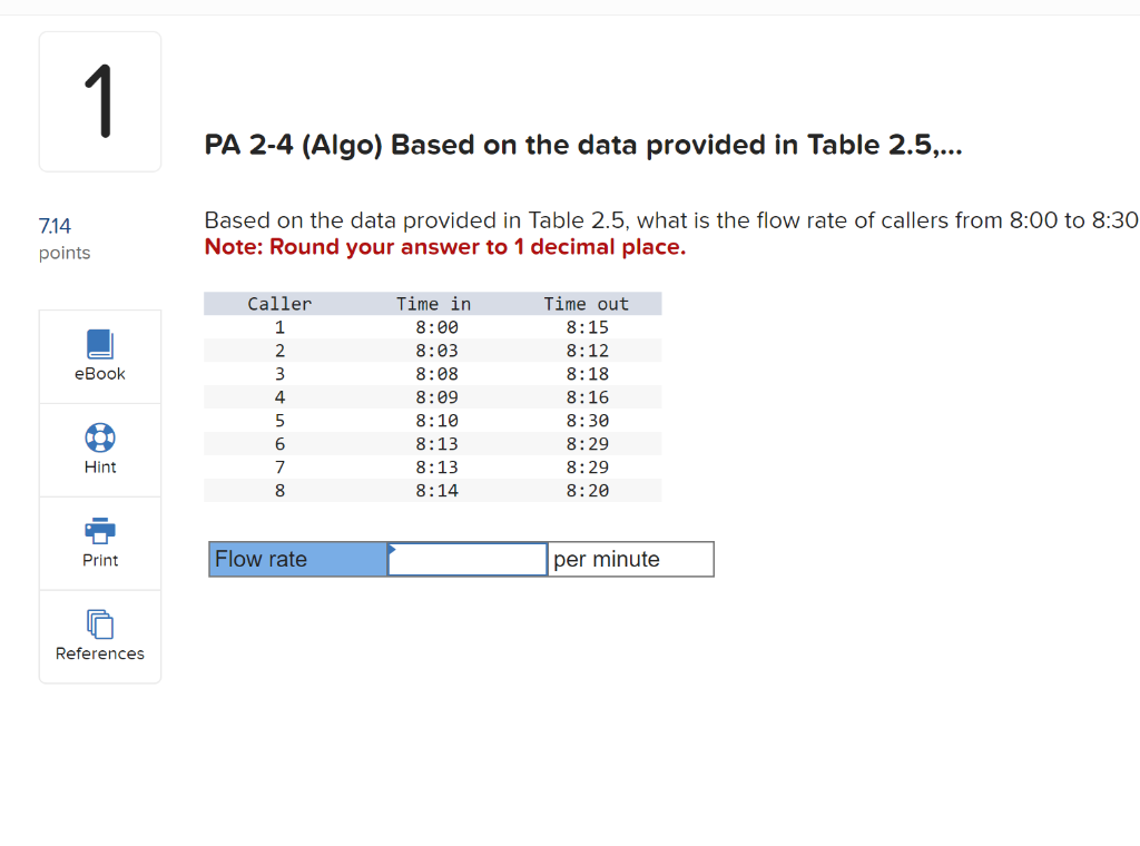 Solved Based on the data provided in Table 2.5, what is the | Chegg.com