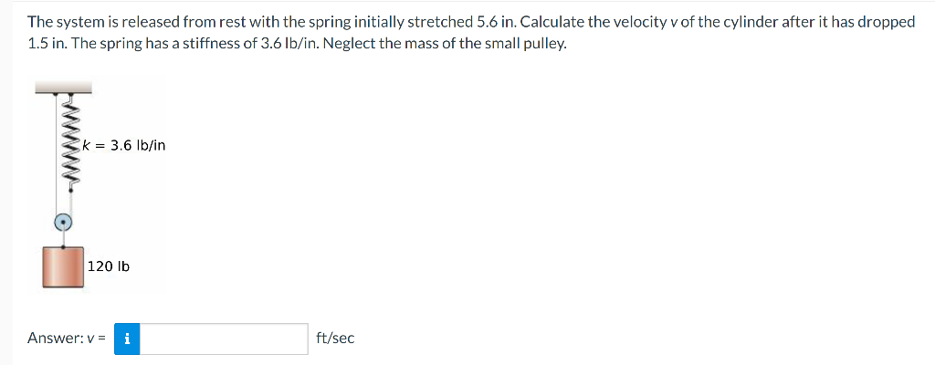 Solved The system is released from rest with the spring | Chegg.com