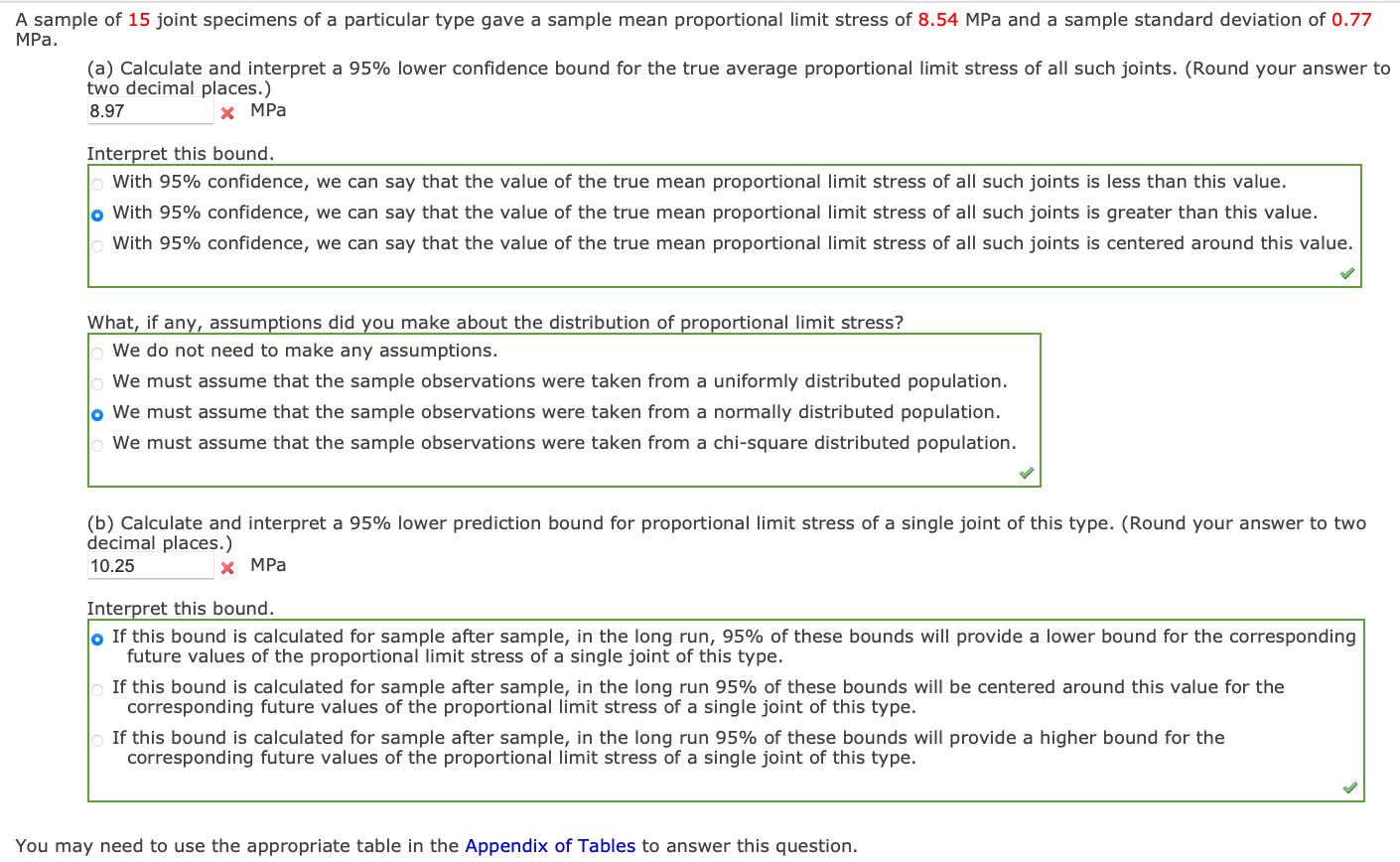 Solved A sample of 15 ﻿joint specimens of a particular type | Chegg.com