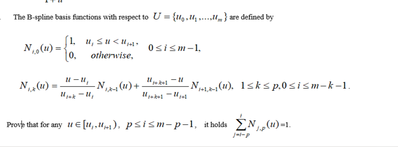 Solved The B-spline basis functions with respect to U = | Chegg.com