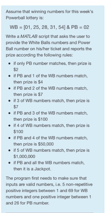 Solved Assume that winning numbers for this week's Powerball | Chegg.com