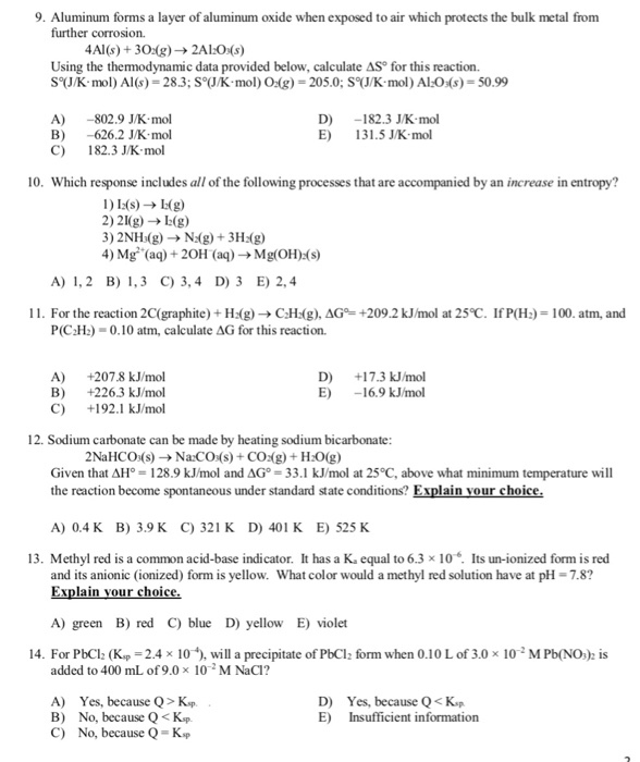 Solved 9. Aluminum forms a layer of aluminum oxide when