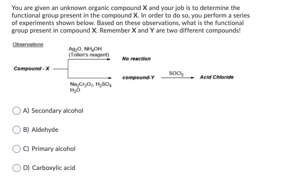 Solved You are given an unknown organic compound X and your | Chegg.com