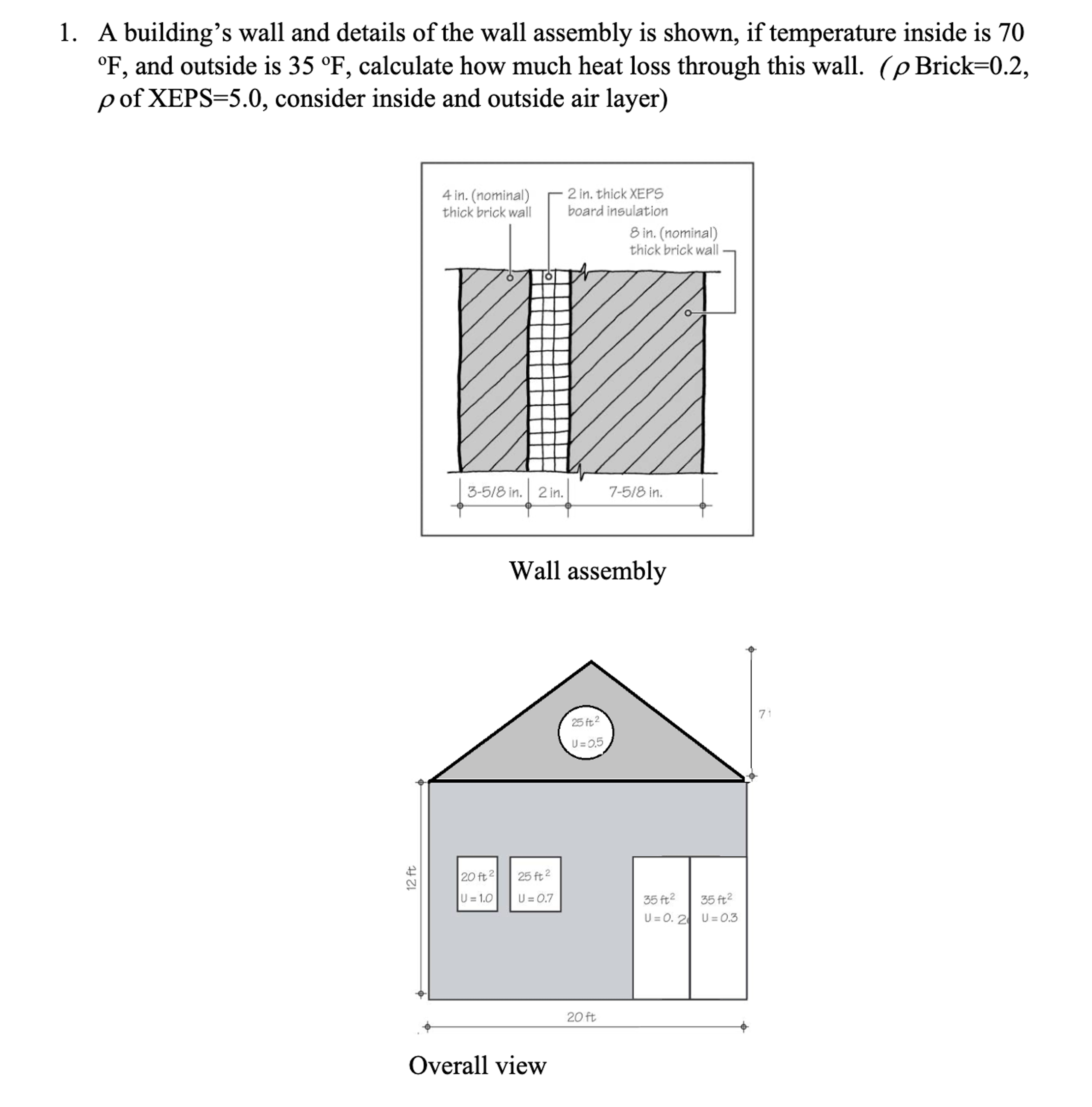 Solved A building's wall and details of ﻿the wall assembly | Chegg.com