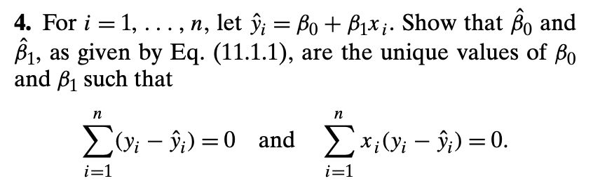 Solved For i=1,dots,n, ﻿let hat(y)i=β0+β1xi. ﻿Show that | Chegg.com