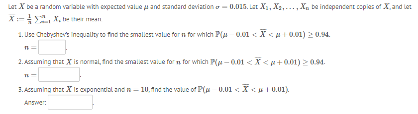 Solved Let X be a random variable with expected value u and | Chegg.com