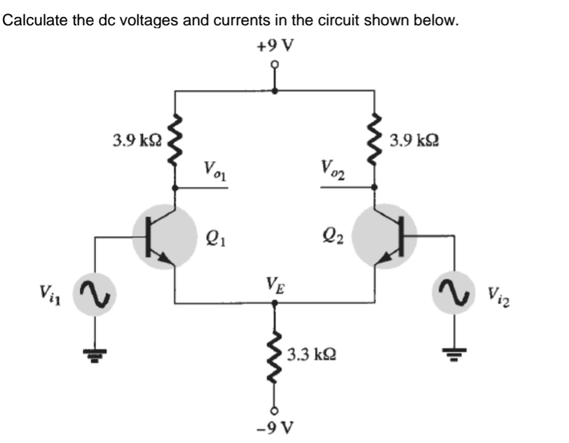 Solved Calculate the dc voltages and currents in the circuit | Chegg.com