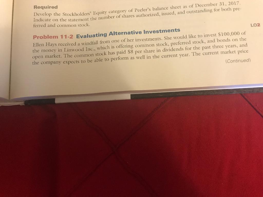 Solved lo3 exercise 11 6 stock issuance 11 1 the following chegg