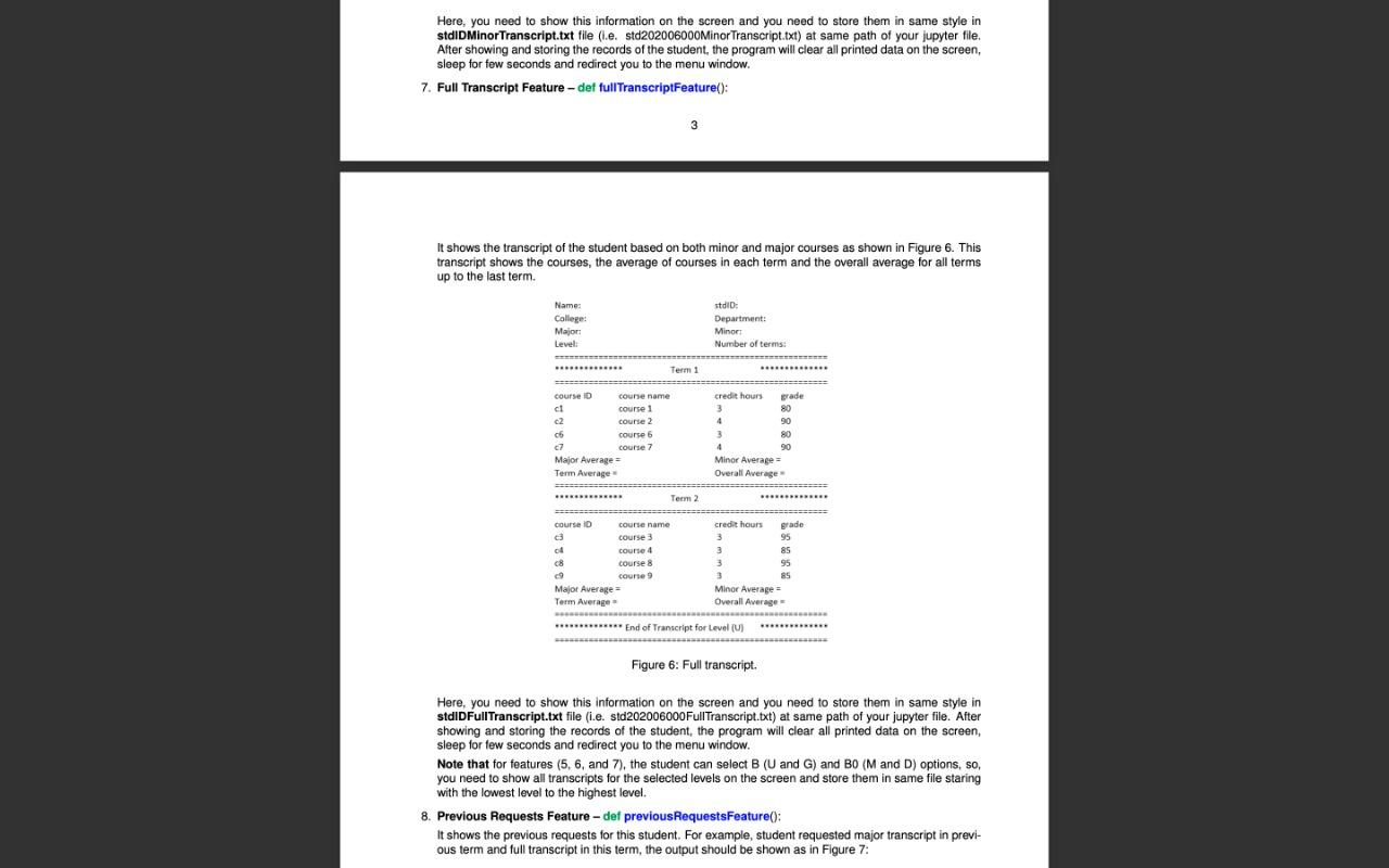 Develop a transcript for student ( I want the code | Chegg.com