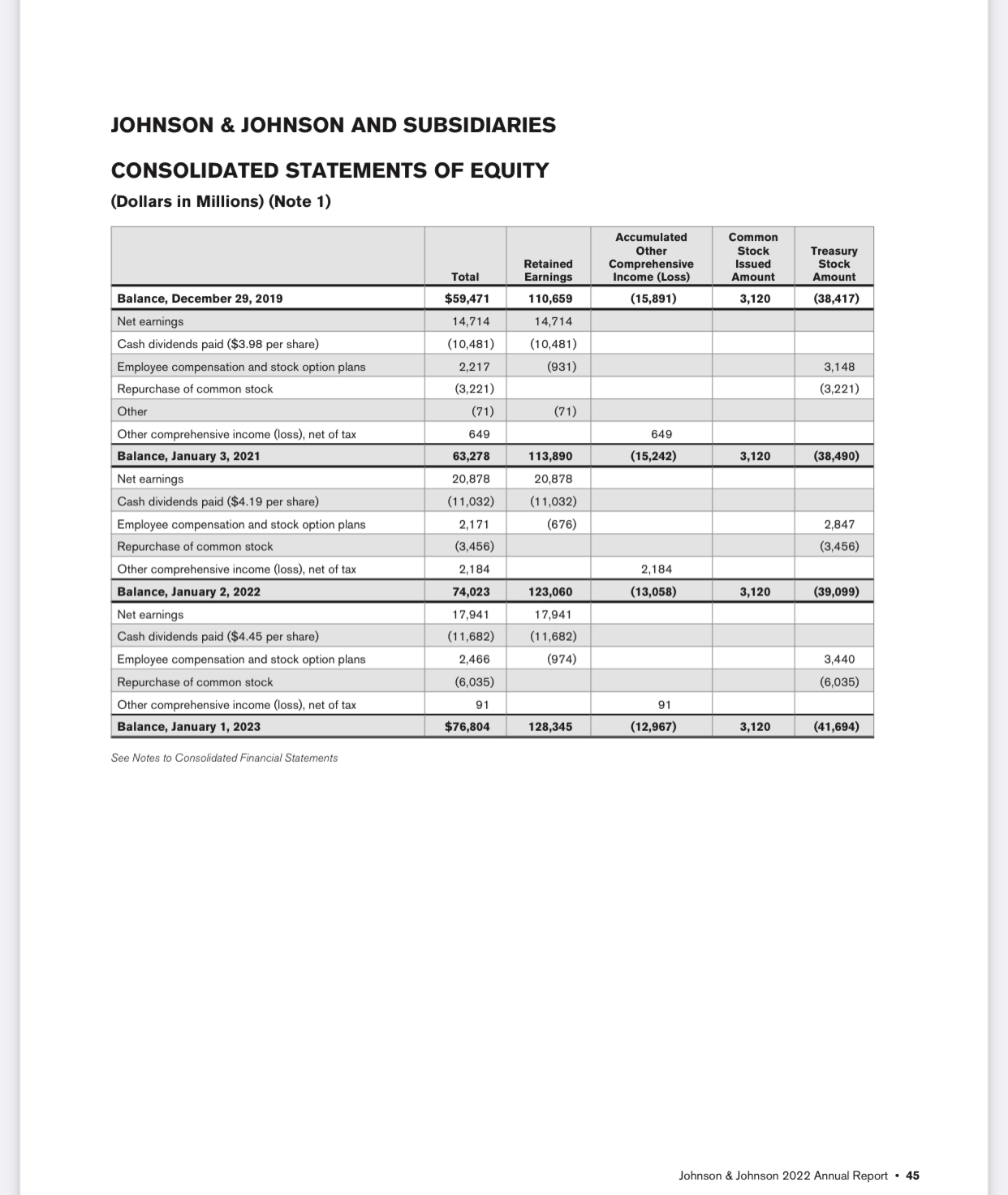 JOHNSON \& JOHNSON AND SUBSIDIARIES CONSOLIDATED