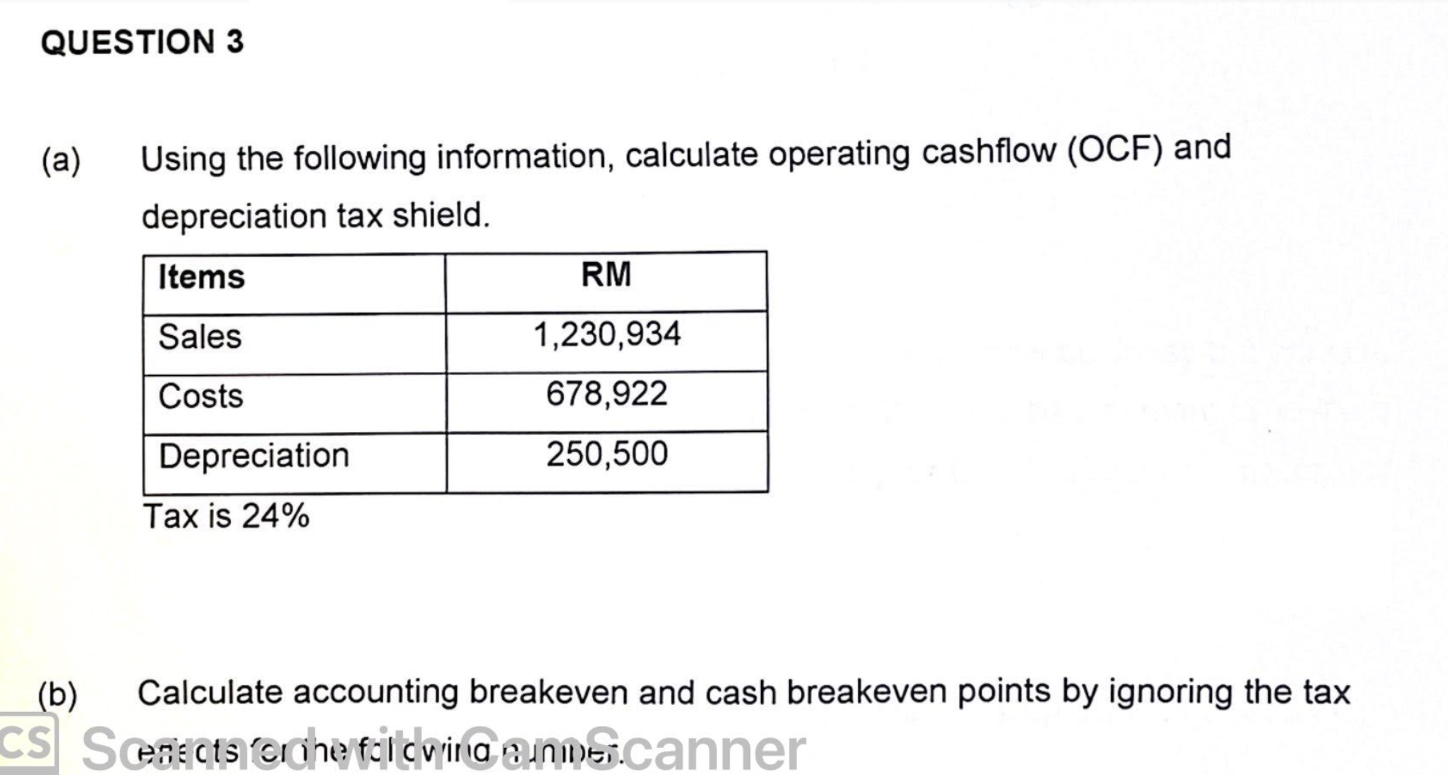 Solved (a) Using the following information, calculate