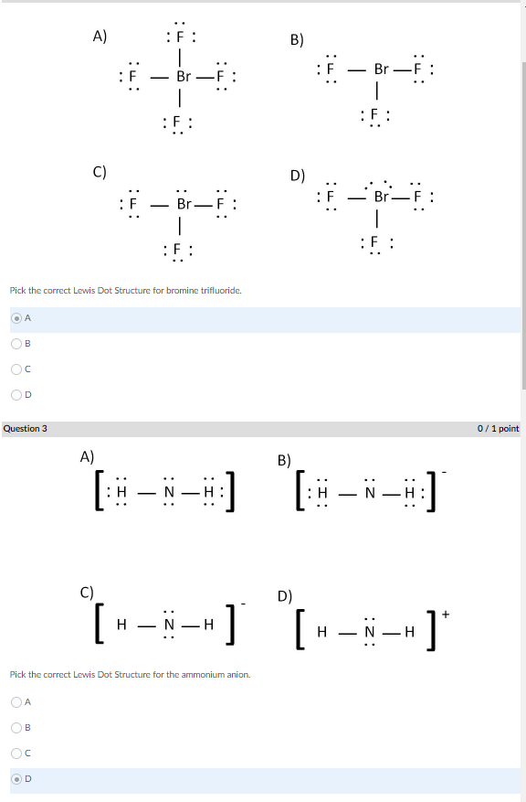 Solved A) :F: Br—F : : F - Br—F : :F.: :i - Br—F : :F - Br—F | Chegg.com