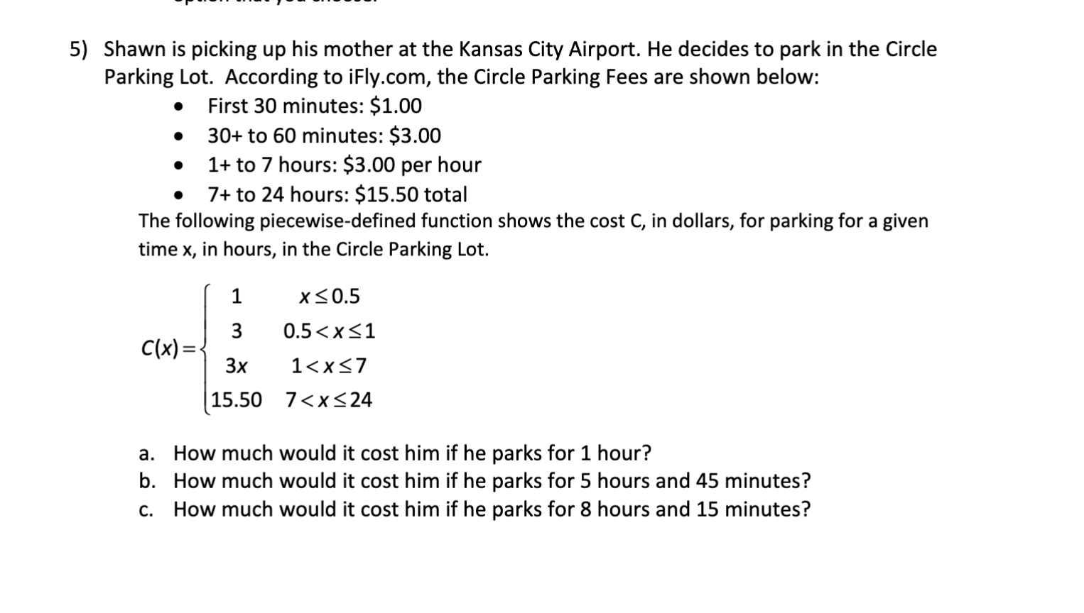 Solved Shawn is picking up his mother at the Kansas City | Chegg.com