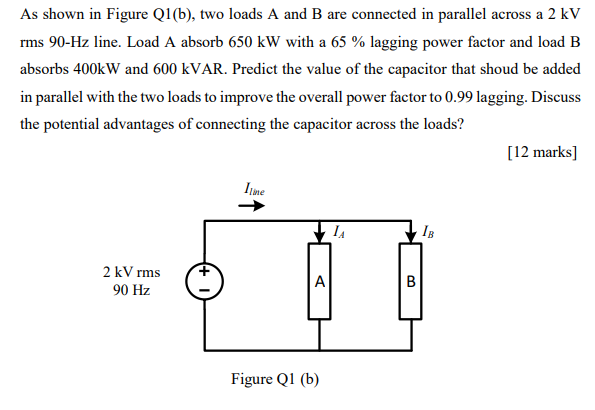 Solved As Shown In Figure Q1(b), Two Loads A And B Are | Chegg.com