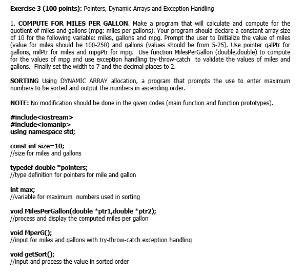 Exercise 3 100 Points Pointers Dynamic Arrays And Chegg Exercise 3 100 Points Pointers Dynamic Arrays And Chegg