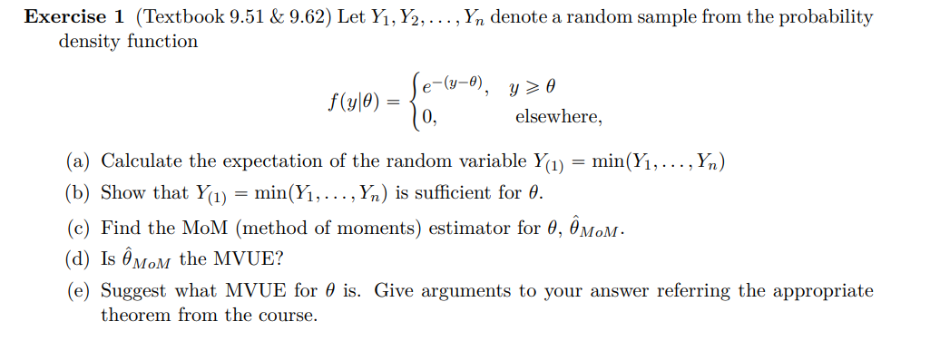 Solved Exercise 1 (textbook 9.51&9.62 ) Let Y1,y2,…,yn 