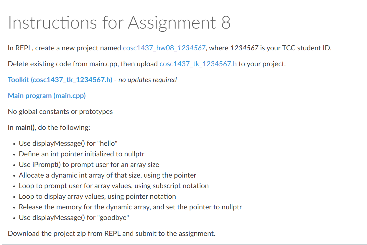 Solved Instructions for Assignment 8 In REPL, create a new | Chegg.com