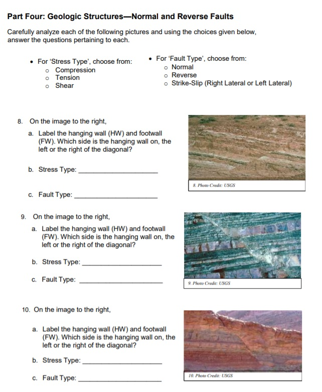 Solved Part Four: Geologic Structures-Normal and Reverse | Chegg.com