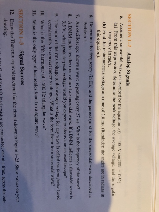 Solved SECTION 1-2 Analog Signals 5. Assume a sinusoidal | Chegg.com