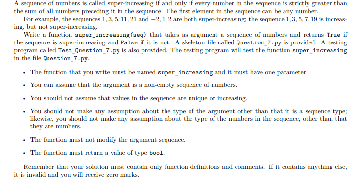 Solved A sequence of numbers is called super-increasing if | Chegg.com