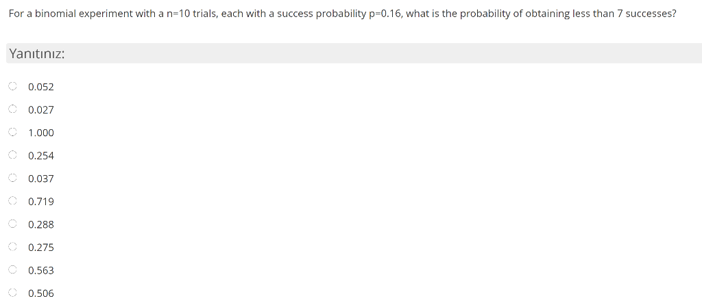 Solved For A Binomial Experiment With A N=10 Trials, Each | Chegg.com