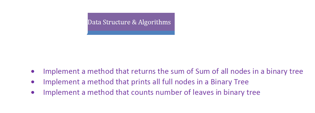 Solved Data Structure & Algorithms . Implement a method that | Chegg.com image.