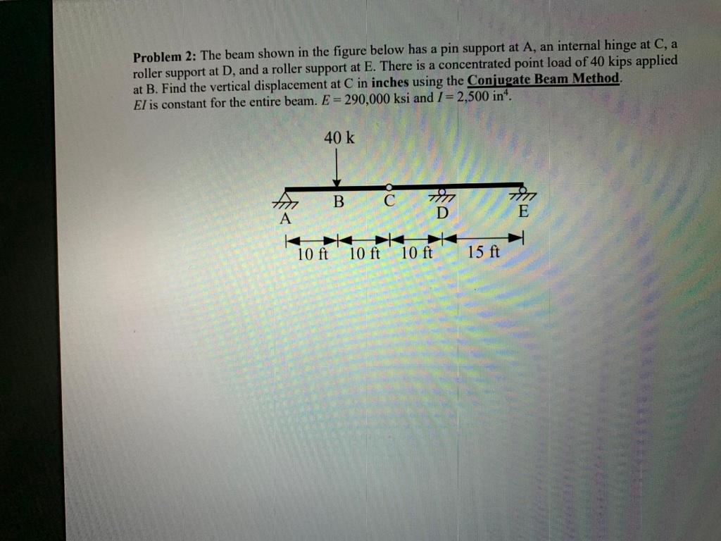 Solved Problem 2: The beam shown in the figure below has a | Chegg.com