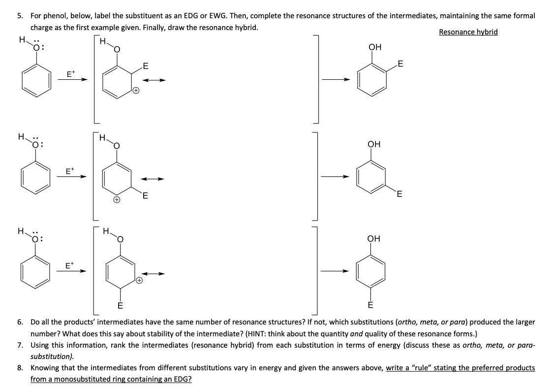 Solved 5. For phenol, below, label the substituent as an EDG | Chegg.com