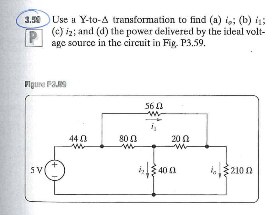 Solved 3.59 Use A Y-to-A Transformation To Find (a) Io; (b) | Chegg.com