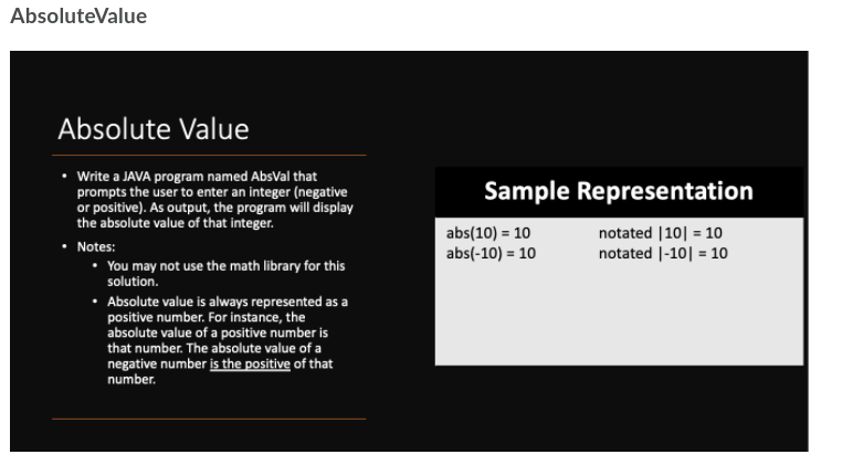Solved AbsoluteValue Absolute Value Sample Representation | Chegg.com
