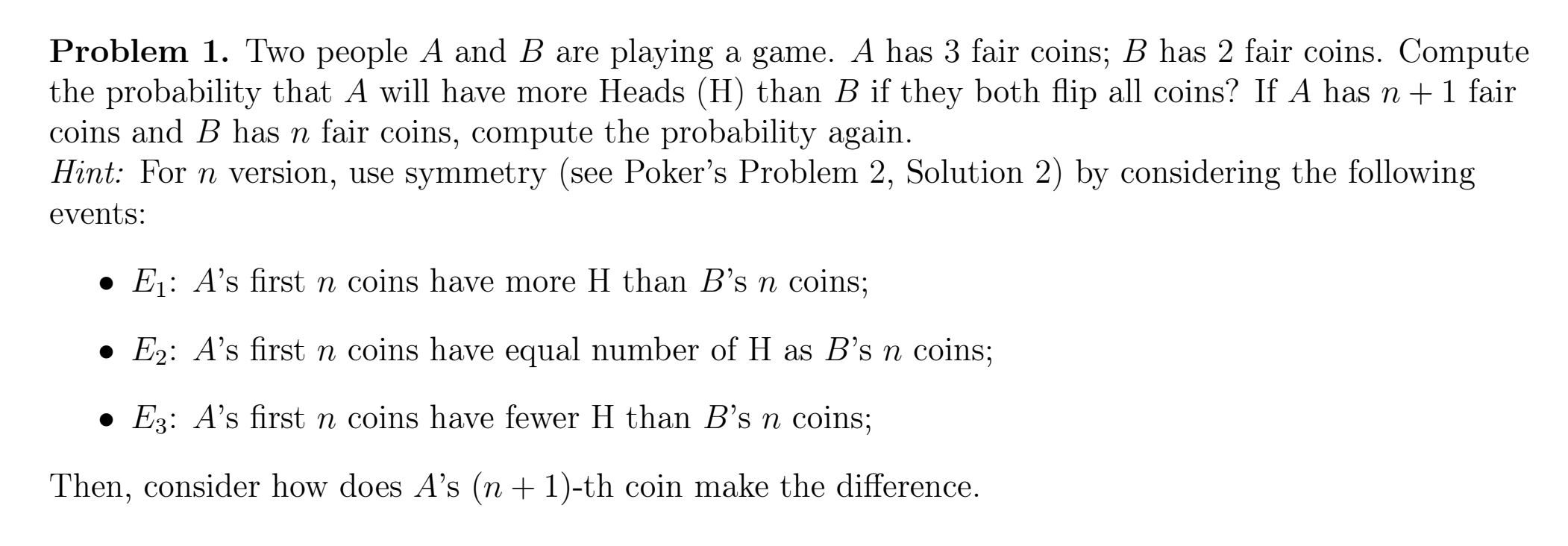 Solved Problem 1. Two People A And B Are Playing A Game. A | Chegg.com