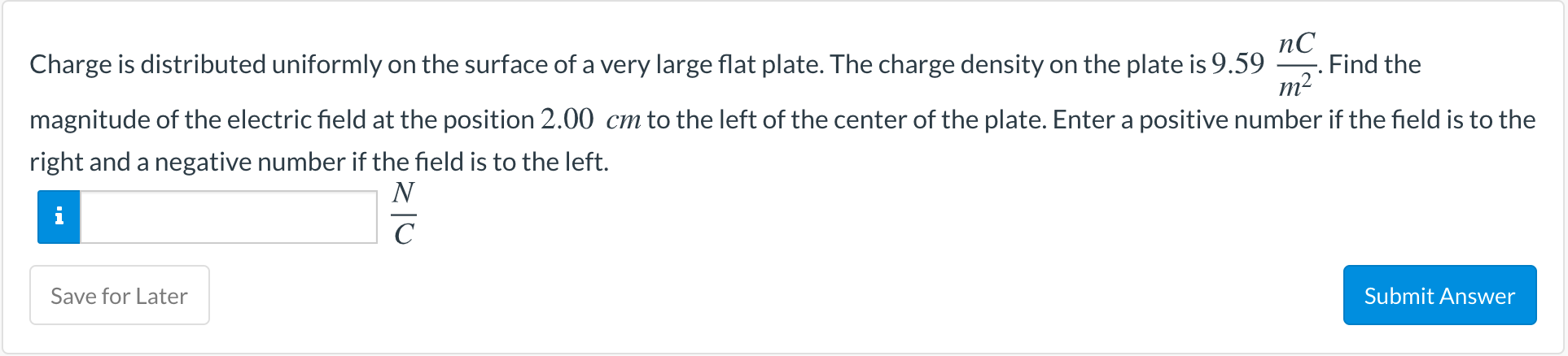 Solved m2 пC Charge is distributed uniformly on the surface | Chegg.com