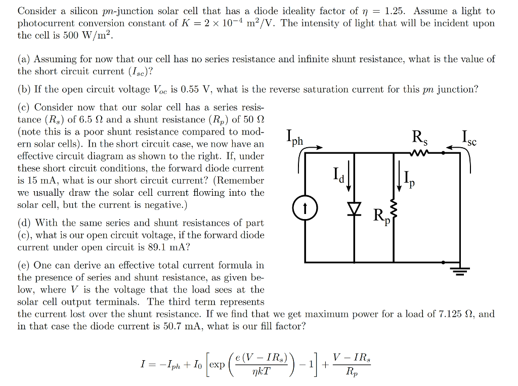 Solved Consider a silicon pn-junction solar cell that has a | Chegg.com