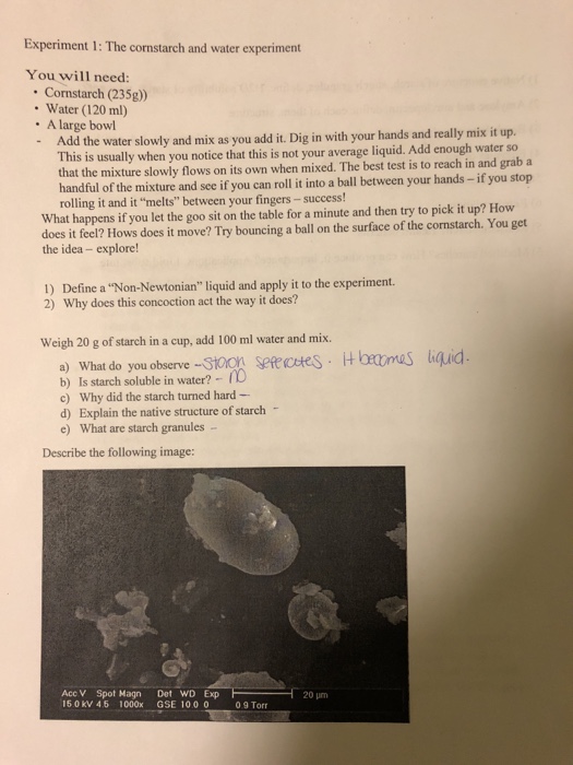 cornstarch in experiment