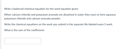 Solved Write a balanced chemical equation for the word | Chegg.com