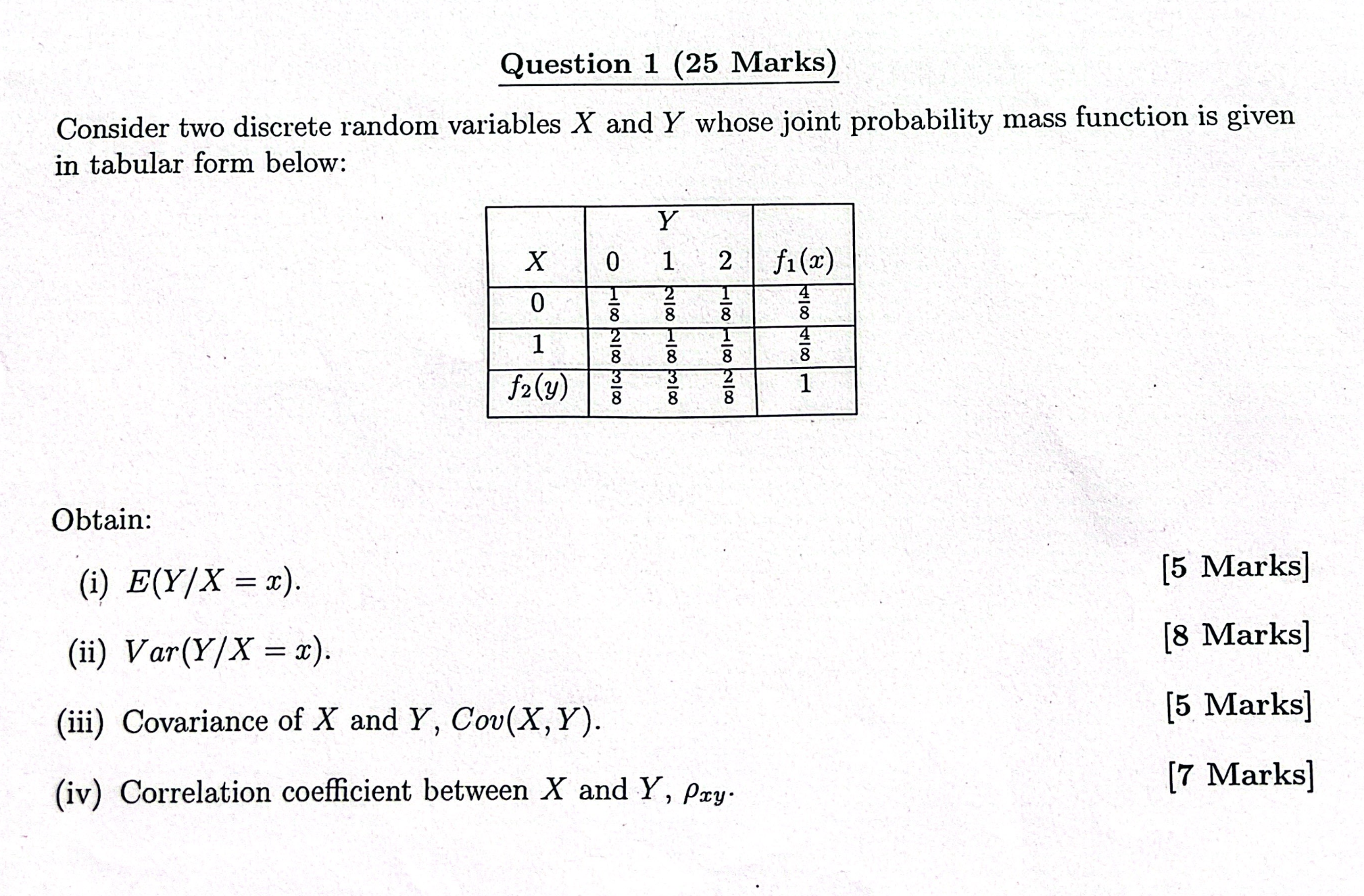 Solved Question 1 (25 ﻿Marks)Consider two discrete random | Chegg.com