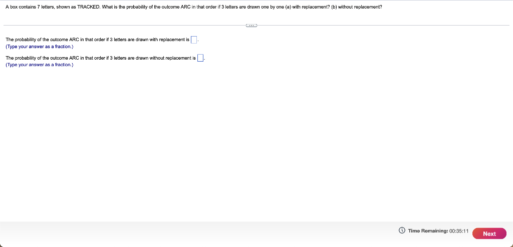 Solved A box contains 7 letters, shown as TRACKED. What is | Chegg.com