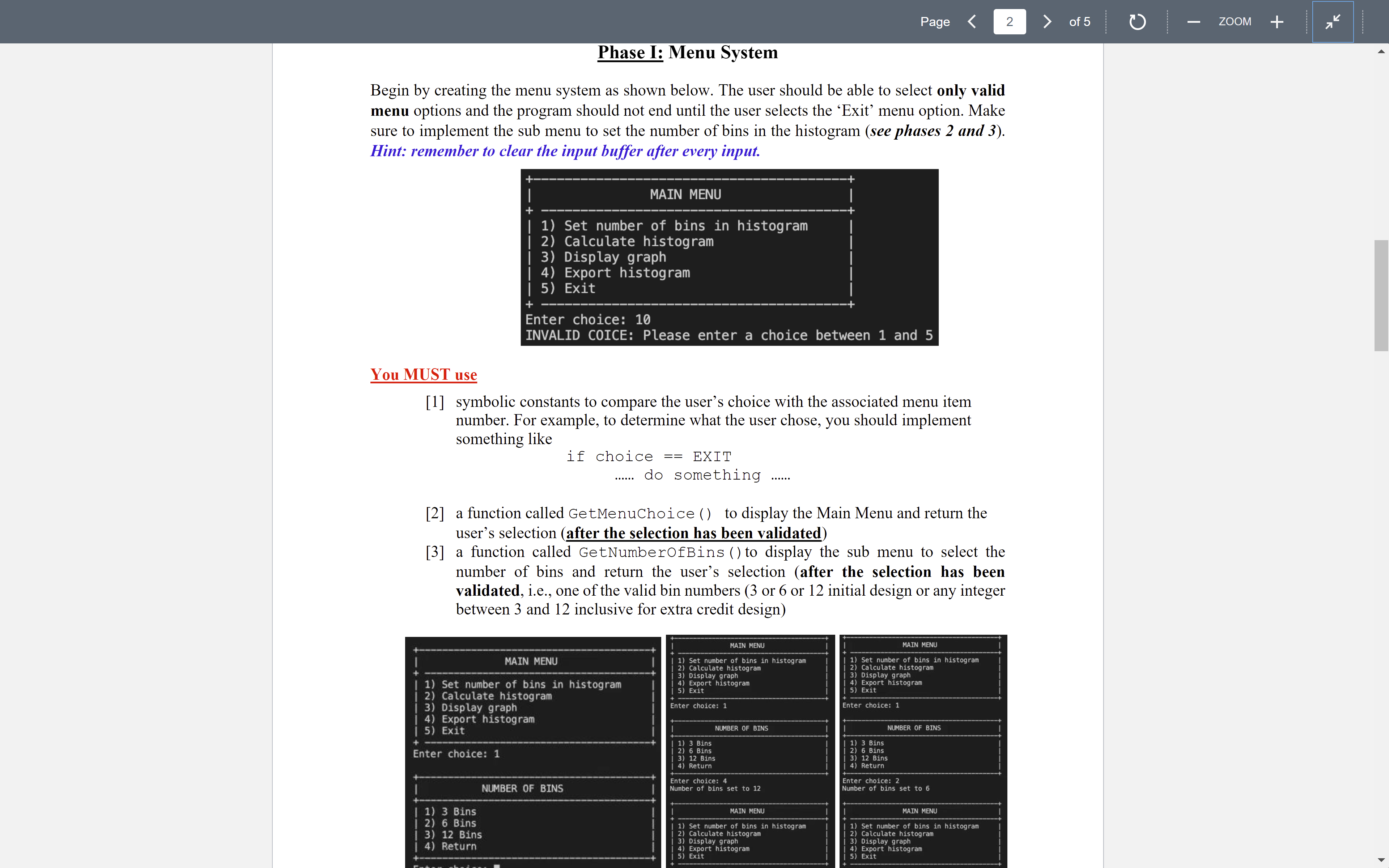 Solved Good day I need help creating a menu for a project in | Chegg.com