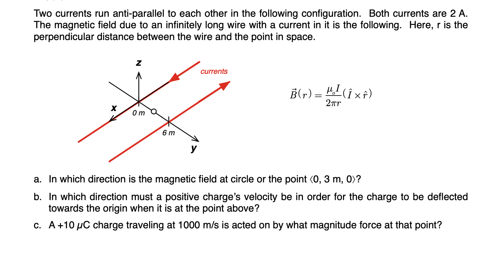 Solved Two currents run anti-parallel to each other in the | Chegg.com